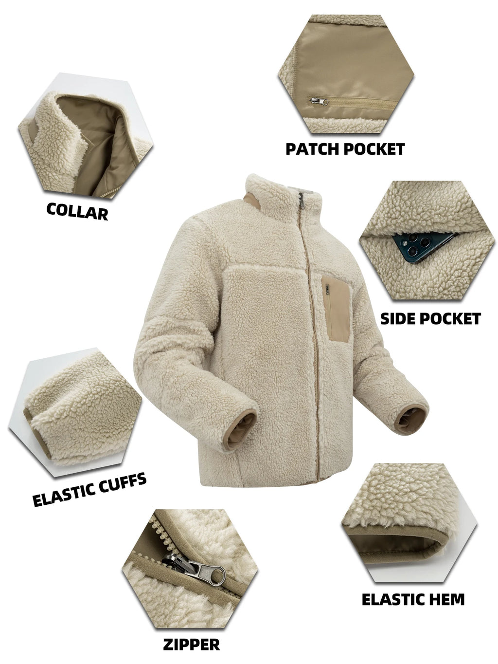 Men's Fleece Jacket for Hiking & Adventure Warm Winter Clothing Casual Daily Wear Fashion Design Man Fur Coats