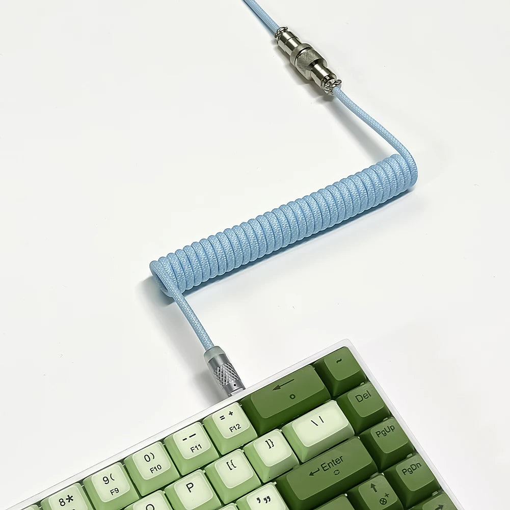 Type-c To USB Aviation Connector 2 in 1 Coiled Aviator Data Cable Rgb Colorful Lights Air Plug Connector for Mechanical Keyboard