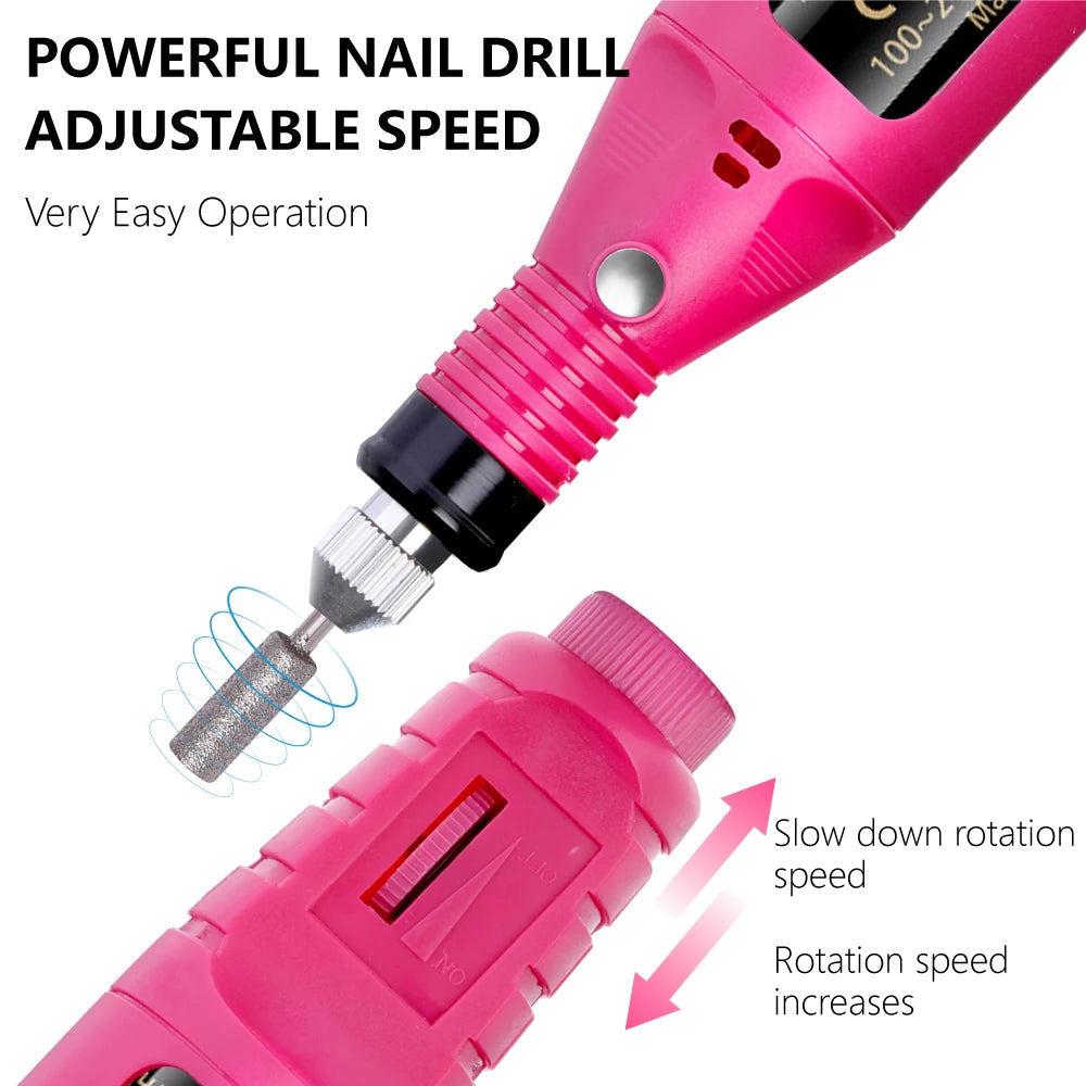 LULAA Electric Nail Drill Kit Portable Nail File Machine Nail Rotary Tool Manicure with USB Cable Christmas Gift for Women