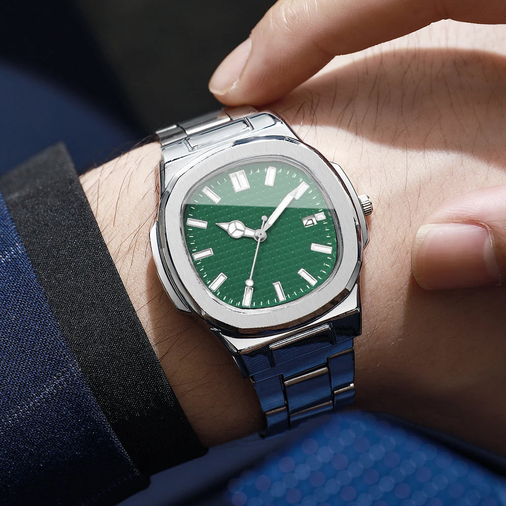 Fashion Square Men Business Watches Simple Calendar Quartz Watch for Mens Clock Reloj Hombre（Without Box）