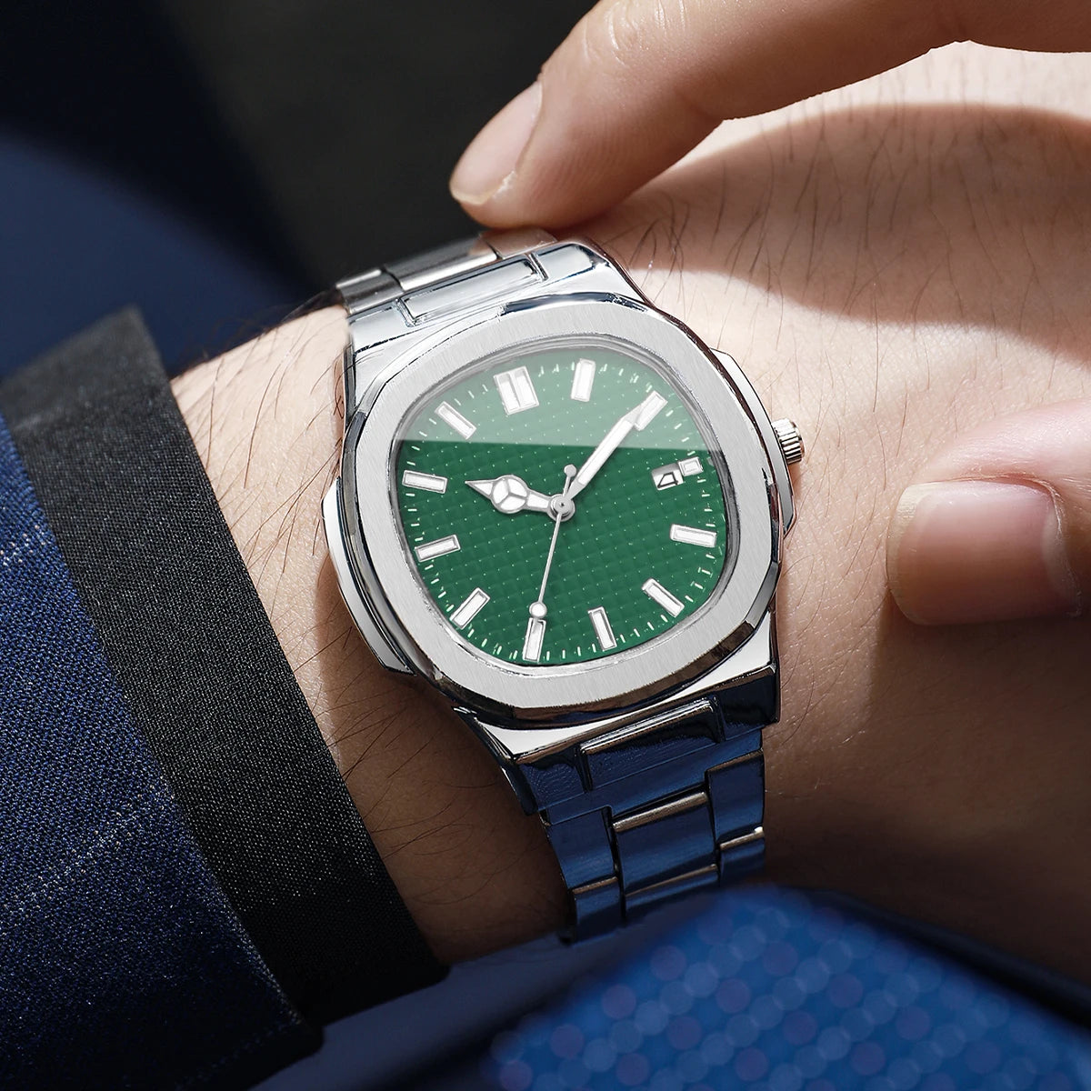 Fashion Square Men Business Watches Simple Calendar Quartz Watch for Mens Clock Reloj Hombre（Without Box）