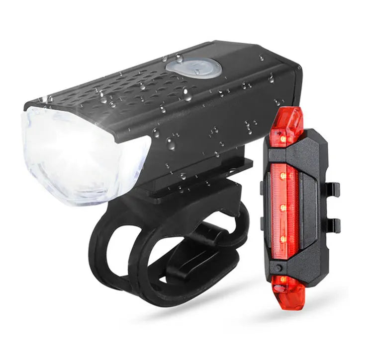 Bicycle Front Rear Light Set LED Rechargeable MTB Bike Head Light Cycling Red Warning Tail Light Accessories for Night Riding