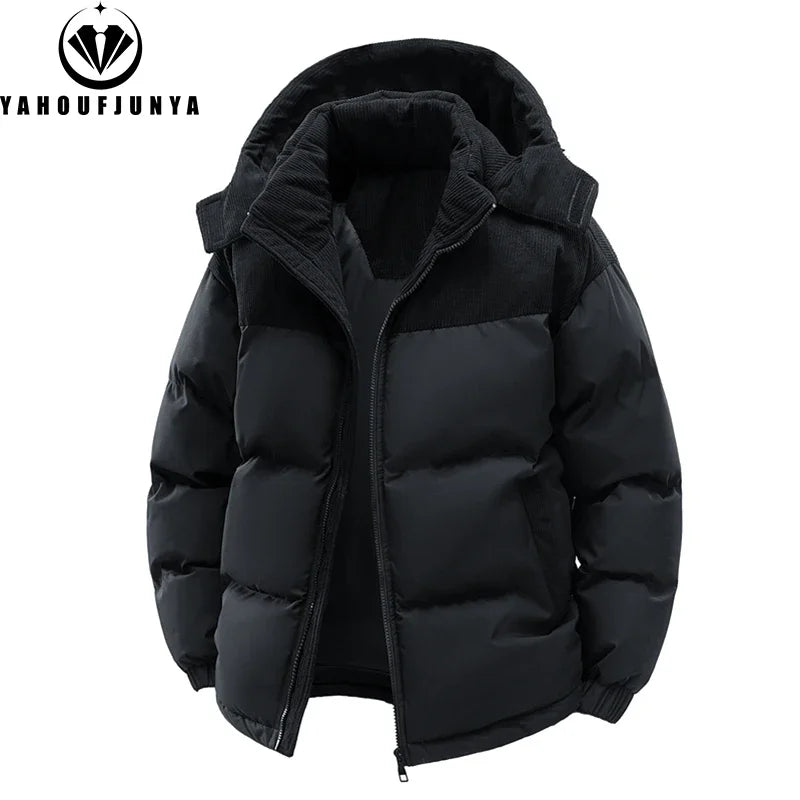 Autumn Winter Men Outdoor Removable Hooded Windbreak Jacket Coats Men Warm Outwear Casual Fashion Solid Parkas Jacket Male Tops