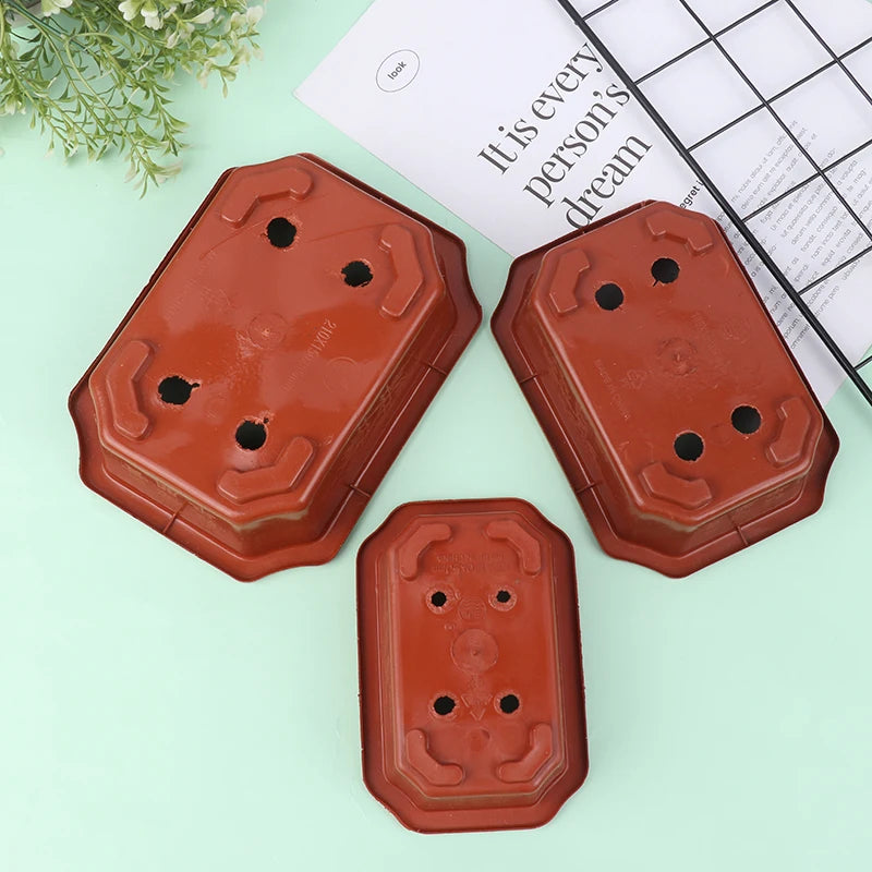1pc Bonsai Pots Vintage Plastic Bonsai Plants Growing Pot Rectangular Classical Bonsai Pot Cactus Pot Flower Pot Gardening Pot