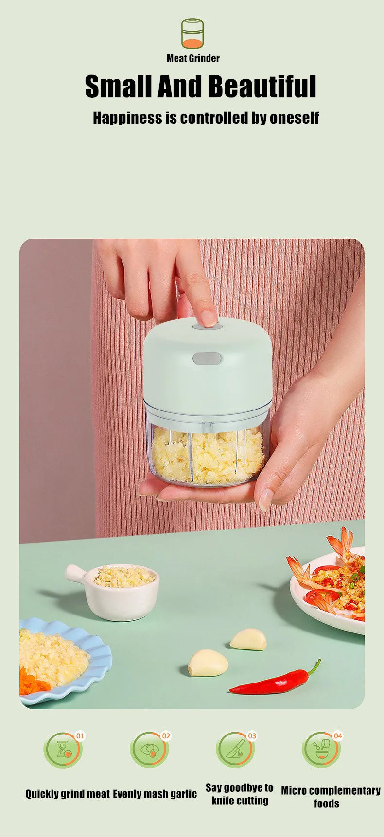 Multifunctional Cooking Machine Automatic Household Meat Grinder Baby Supplementary Food Stirring Minced Garlic ﻿