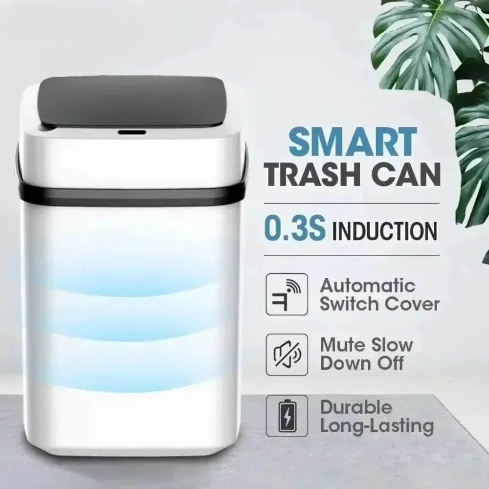 13L Household Kitchen Living Room Bathroom Intelligent Sensor Touchless Open Lid Trash Can