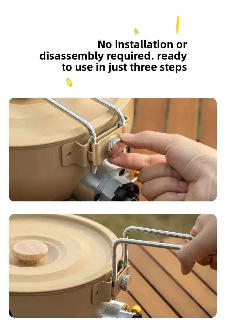 Outdoor integrated pot, card stove, multi-functional portable car camping, picnic, gas tank, universal pot, gas integrated pot