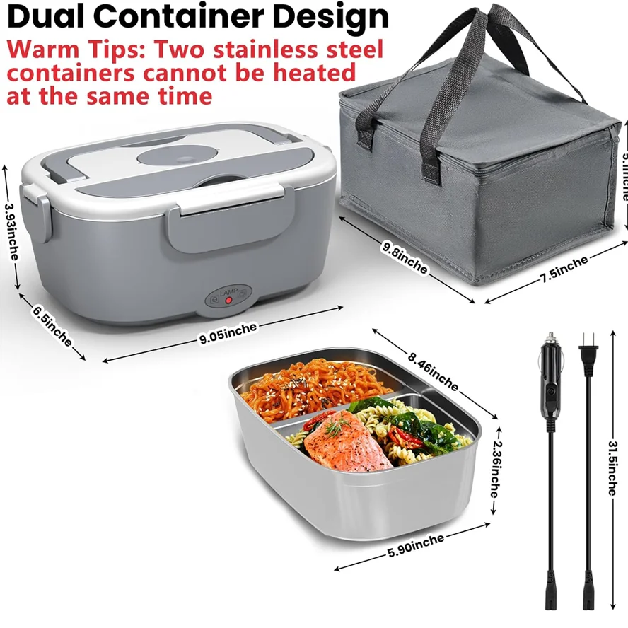 Electric Lunch Box Food Heater for Work Food Warmer for Car Truck Outdoor Containers Potable Heating lunch Box Adults Camping