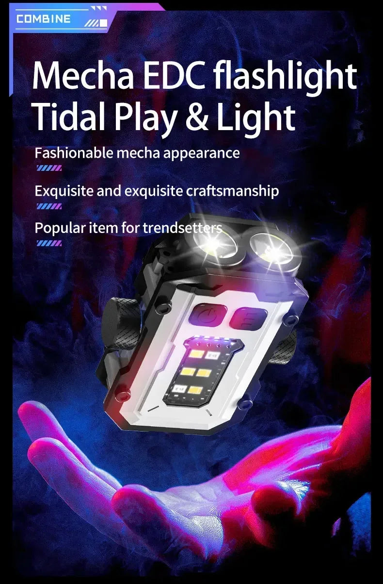 Mini LED Keychain Light Portable Magnetic EDC Flashlight Outdoor Camping Fishing Emergency Work Hat Clip Lamp With FingertipGyro