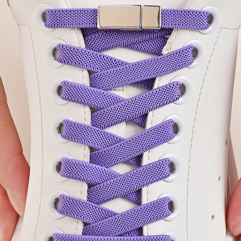 Magnetic Buckle No Tie Shoe Laces Elastic Shoelaces Without Ties Laces Sneaker Kids Adult Widened Flat Shoelace for Shoes