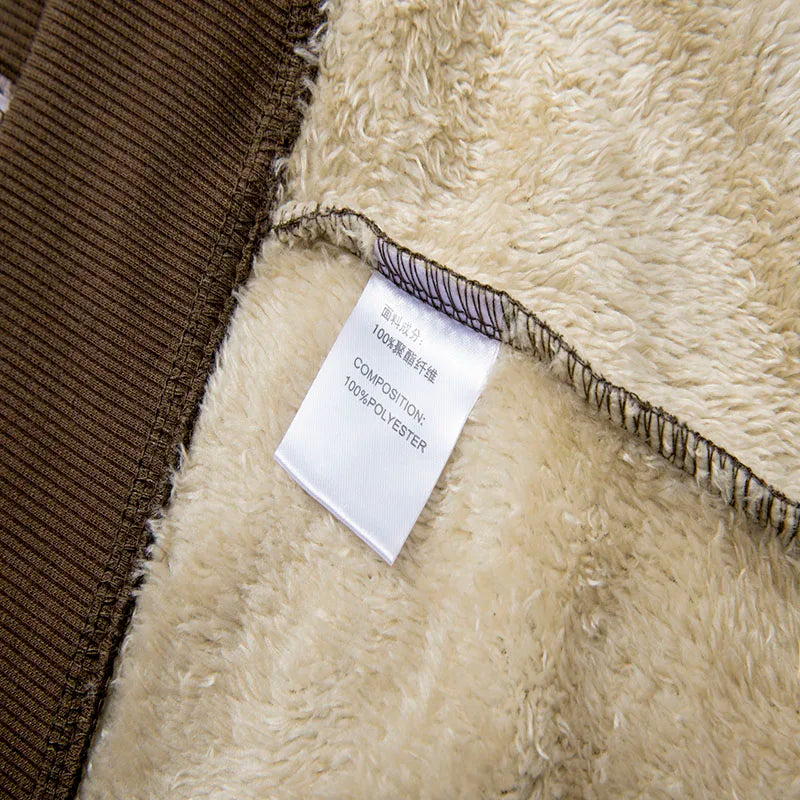 Autumn and Winter New Lamb Fleece Coat Men's Trendy  Print with Thick Fleece Hoodie Jacket Hoodie