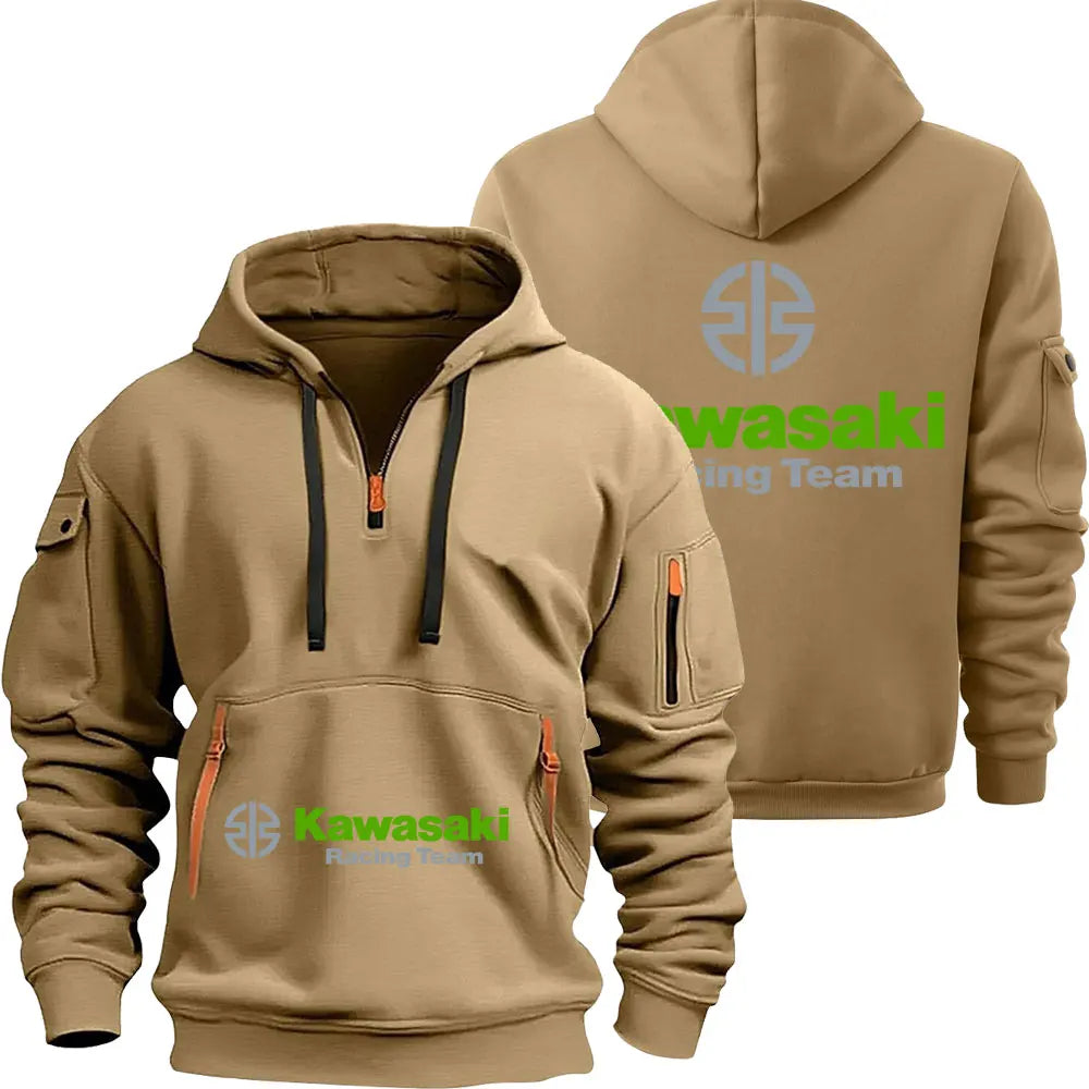 Kawasaki Motorcycle Racing Team Men Half Zipper Hoodie Spring Autumn Male Sweatshirt 2025 New Fashion Pullover Clothes Tops