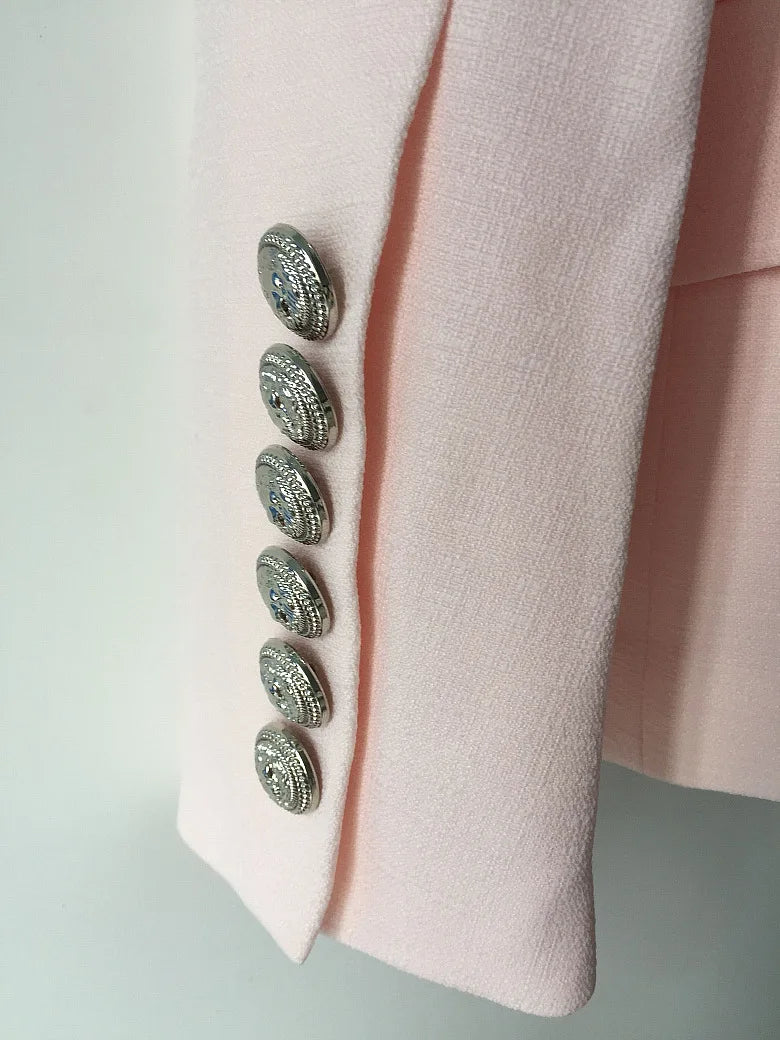 HIGH QUALITY New Fashion 2025 Baroque Designer Blazer Jacket Women's Silver Lion Buttons Double Breasted Blazer Outerwear