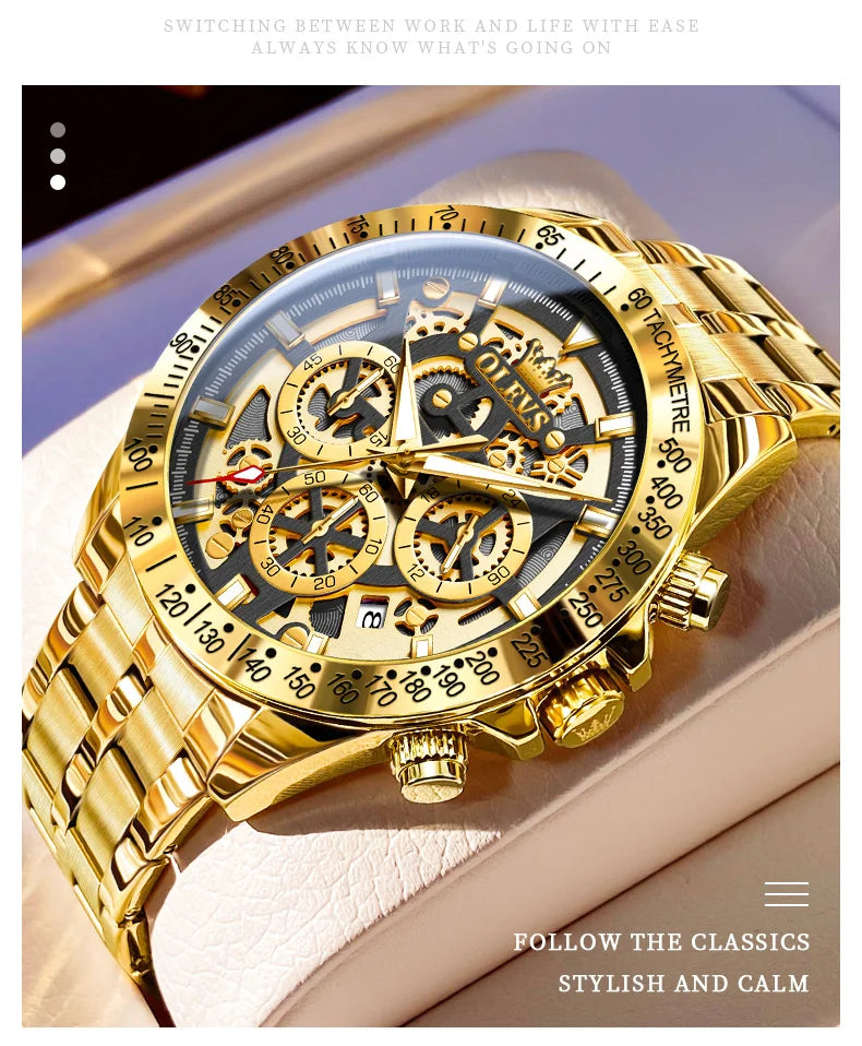 OLEVS 9913  Men's Watches Original Quartz Watches For Men Waterproof Luminous Chronograph Date 24 Hours Watches Luxury Men