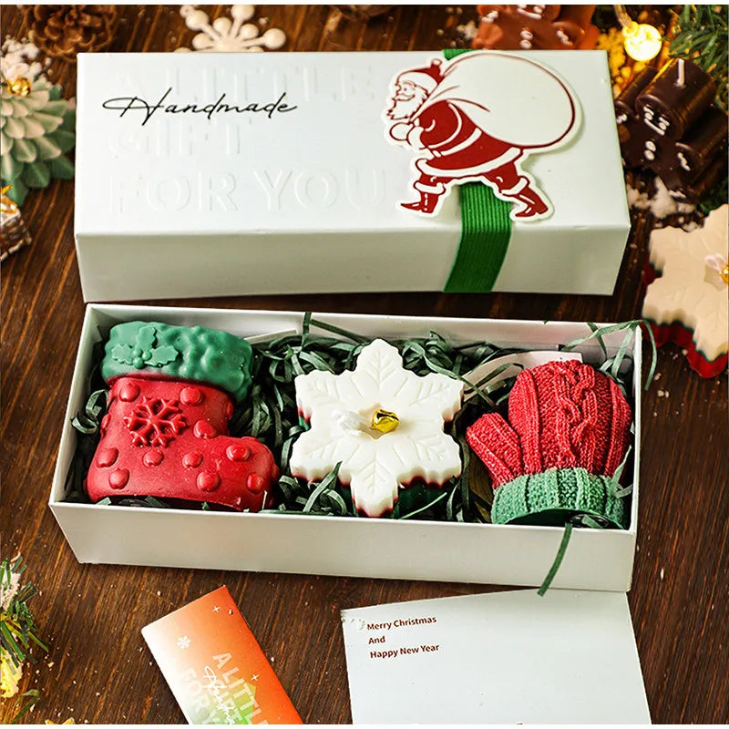 Christmas Scented Candles Three-piece Gift Box Gloves Elk Gingerbread Man Aromatherapy Girl Friends Creative Warm Christmas Gift