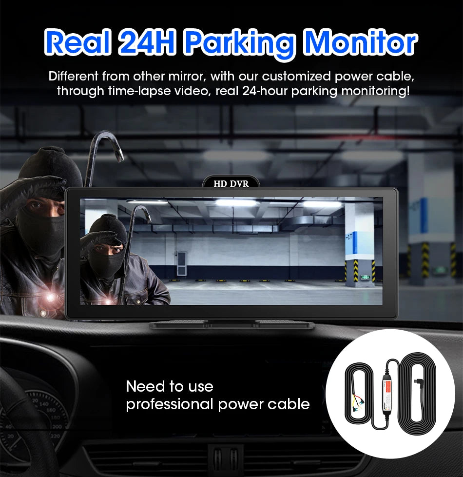 10/11.26 Inch 4K DVR Wireless CarPlay & Android Auto Dash Cam Bluetooth Audio GPS Navigation Dashboard Dual Lens Video Recorder