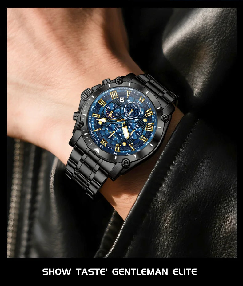 OLEVS 3689 Original Moon Phase Mens Watch Multifunctional Chronograph Quartz Watch  Waterproof Sports Watches For Man Gift Reloj