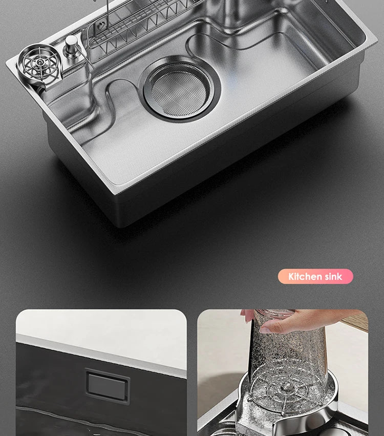 Household Sink, Made Of 304 Stainless Steel, With A Large Single Sink And Integrated Molding