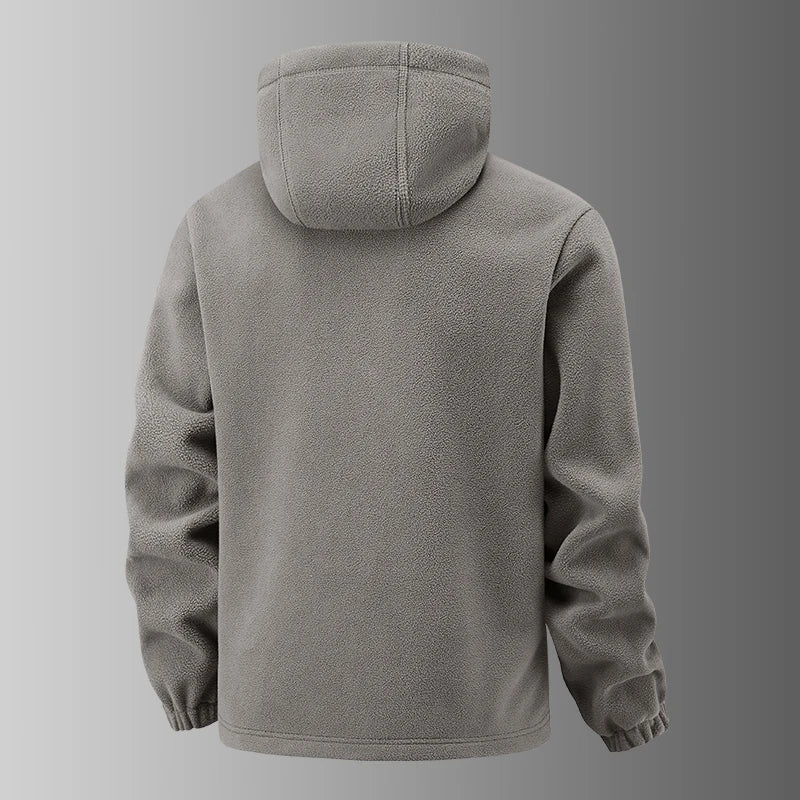 2025 Fleece Men's Coat Thickened Warm Windproof Loose Outdoor Collar Fleece Hooded Jacket Norwegian Printed Good Soldier