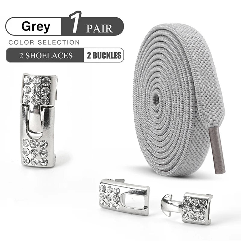 No Tie Shoe Laces Diamond Buckle Elastic Laces Shoelaces Sneaker Kids Adult Shoelace Suitable For Sports Casual Shoes Boots