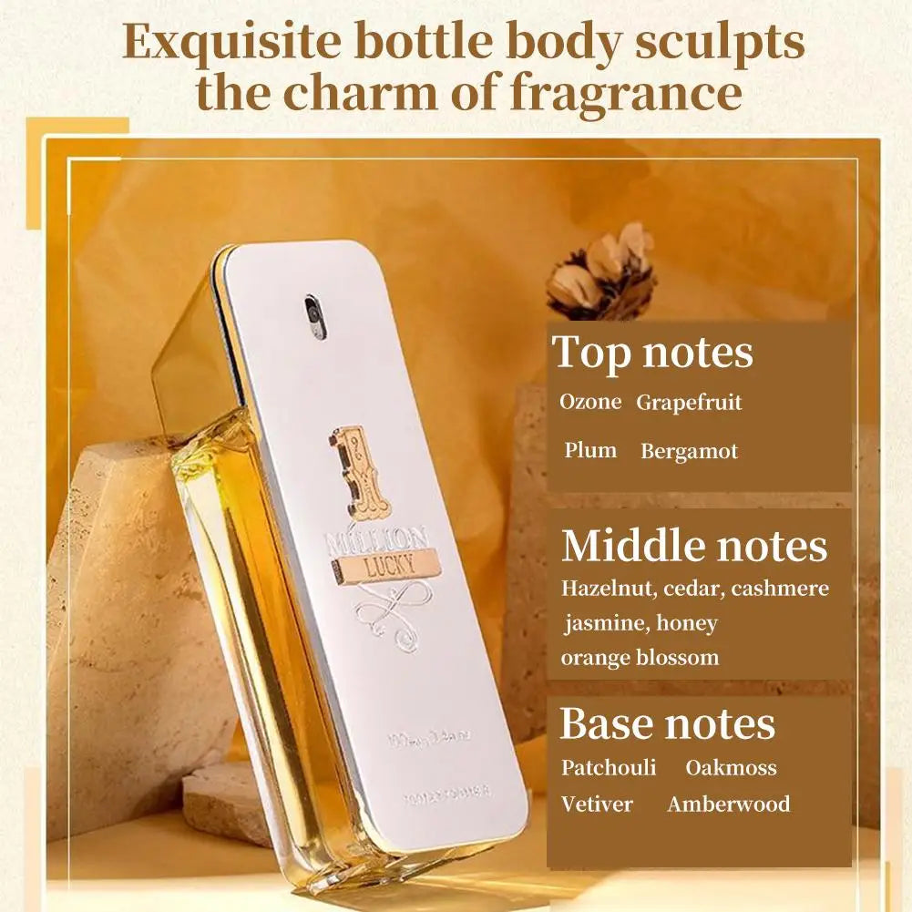 Golden Millionaire Luxury Perfume For Men Long-Lasting Woody Leather Fragrance Aromatic & Charming Masculine Scent Eau De Parfum