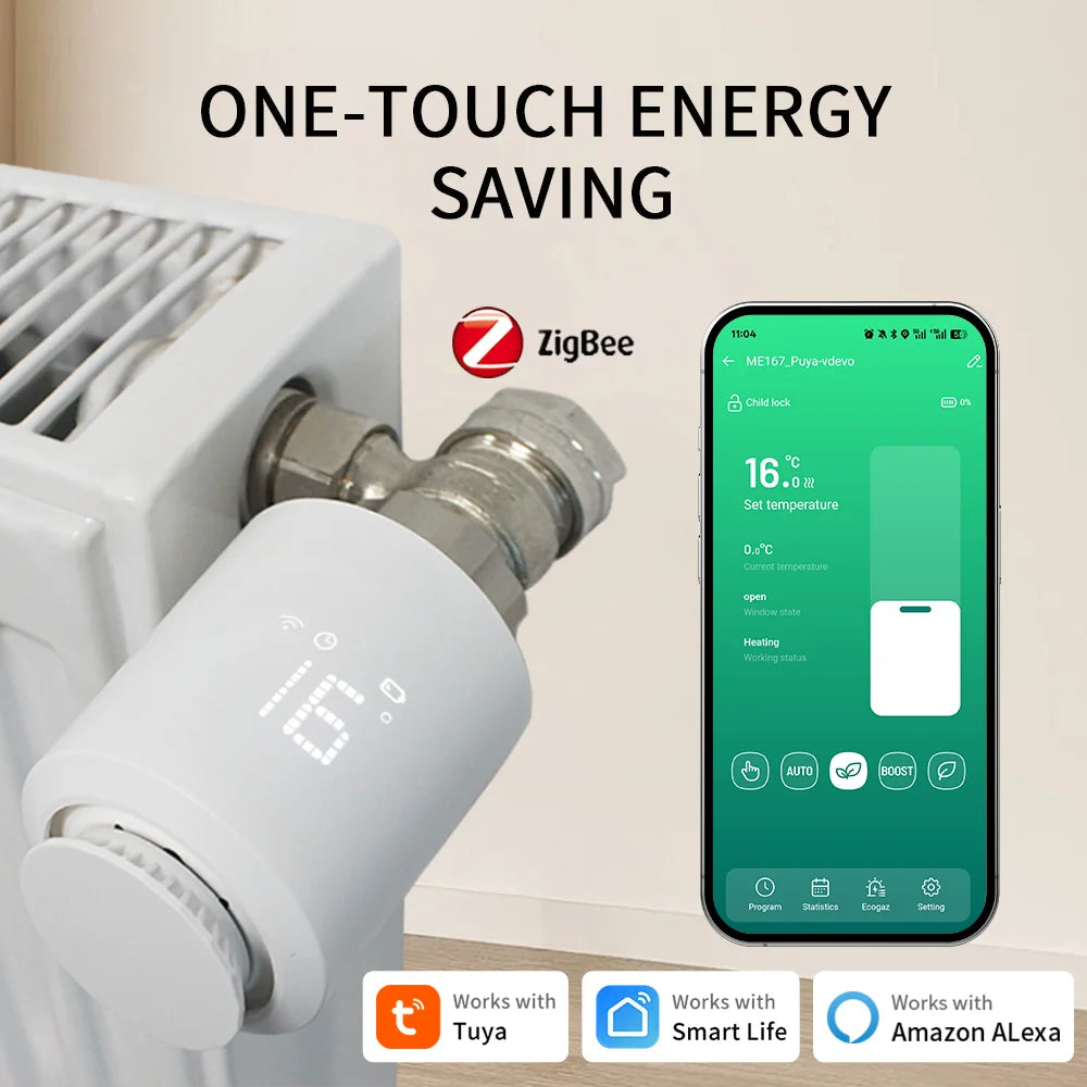 Tuya Zigbee 3.0 Thermostatic Valve Radiator Actuator Valve Zigbee Thermostatic Radiator Valve Head Temperature Controller Alexa