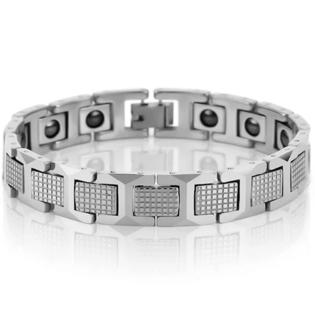 On Sales High Polished Tungsten Steel Man Bracelet Gifts Best Friend Men's Bracelets With Healthy Black Germanium Magnetic Stone