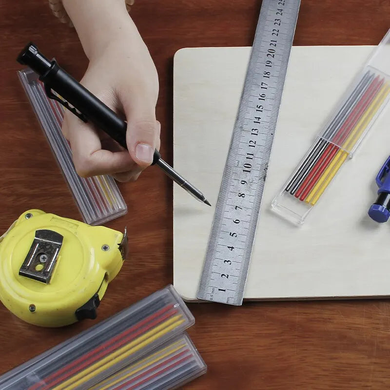 Solid Carpenter Pencil Set Woodworking Tools Mechanical Pencil 5 Colors Refill Construction Job Tools Carpentry Marking Scriber