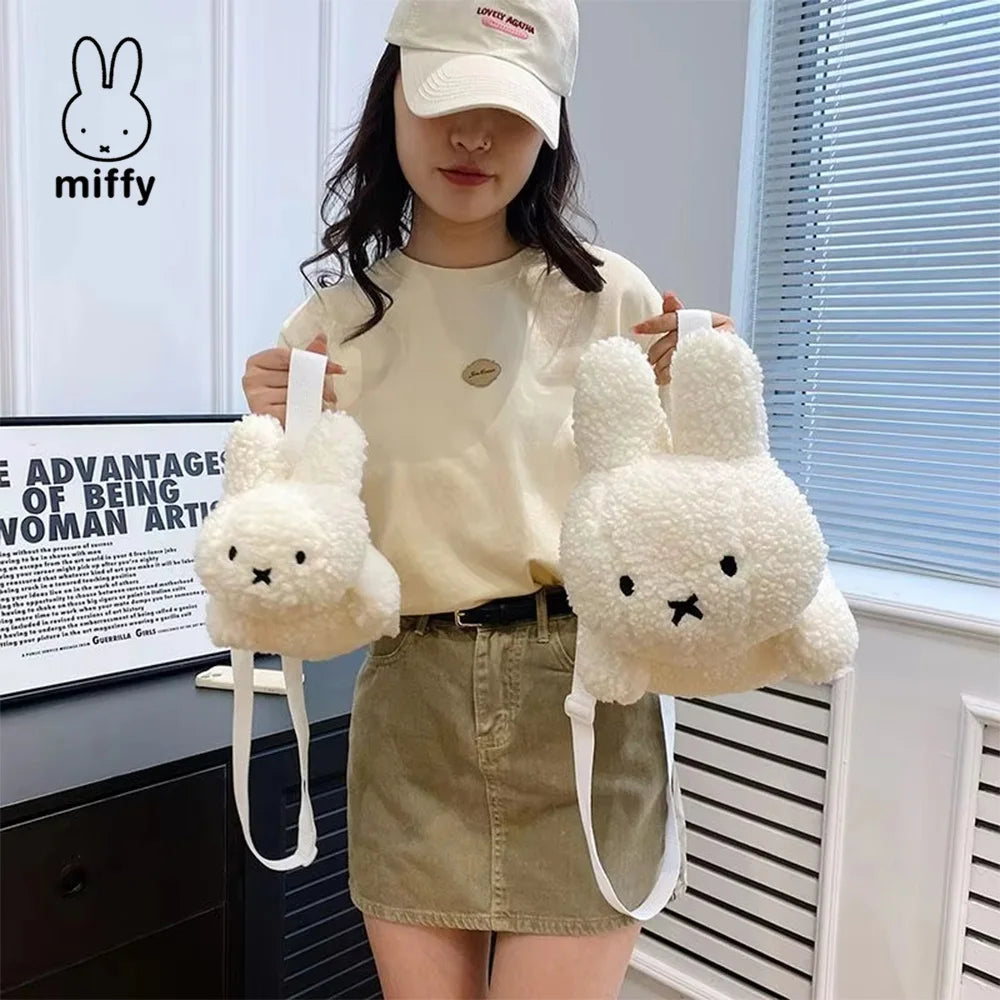Kawaii Miffy Rabbit plush bag Doll Tote cartoon cute One shoulder Crossbody storage bag Birthday toy Christmas gift