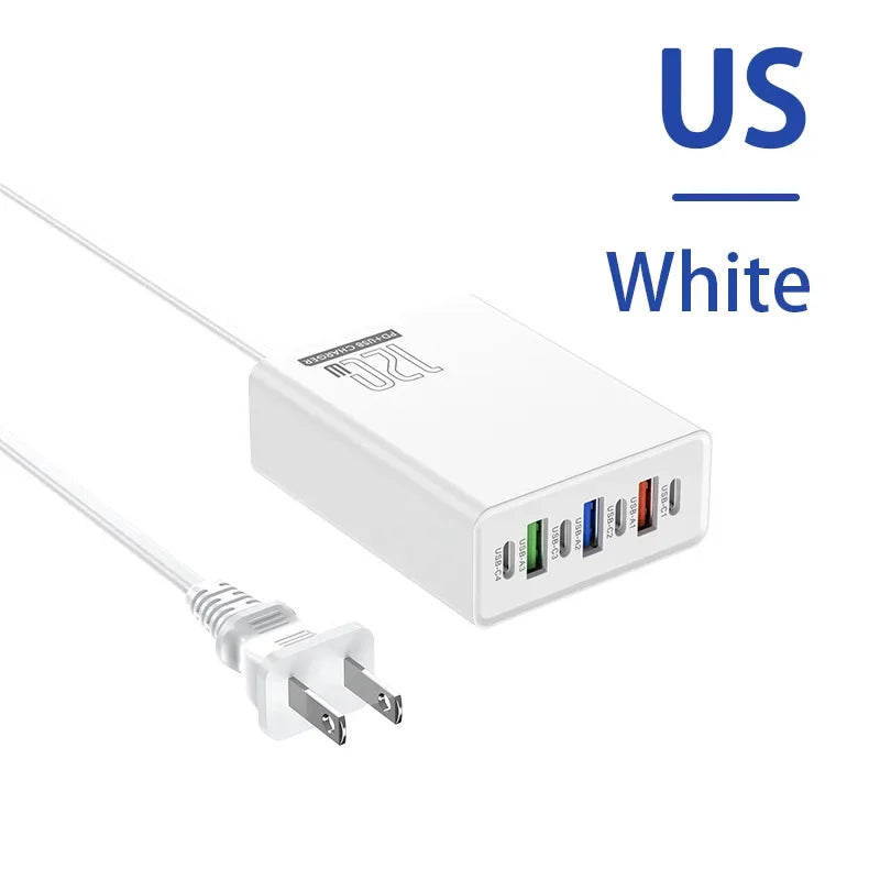 Xiaomi 120W Desktop Phone Charger Adapter Power Multiports USB Type-C Fast Charging EU/US/UK Plug For iPhone Xiaomi Huawei Plug