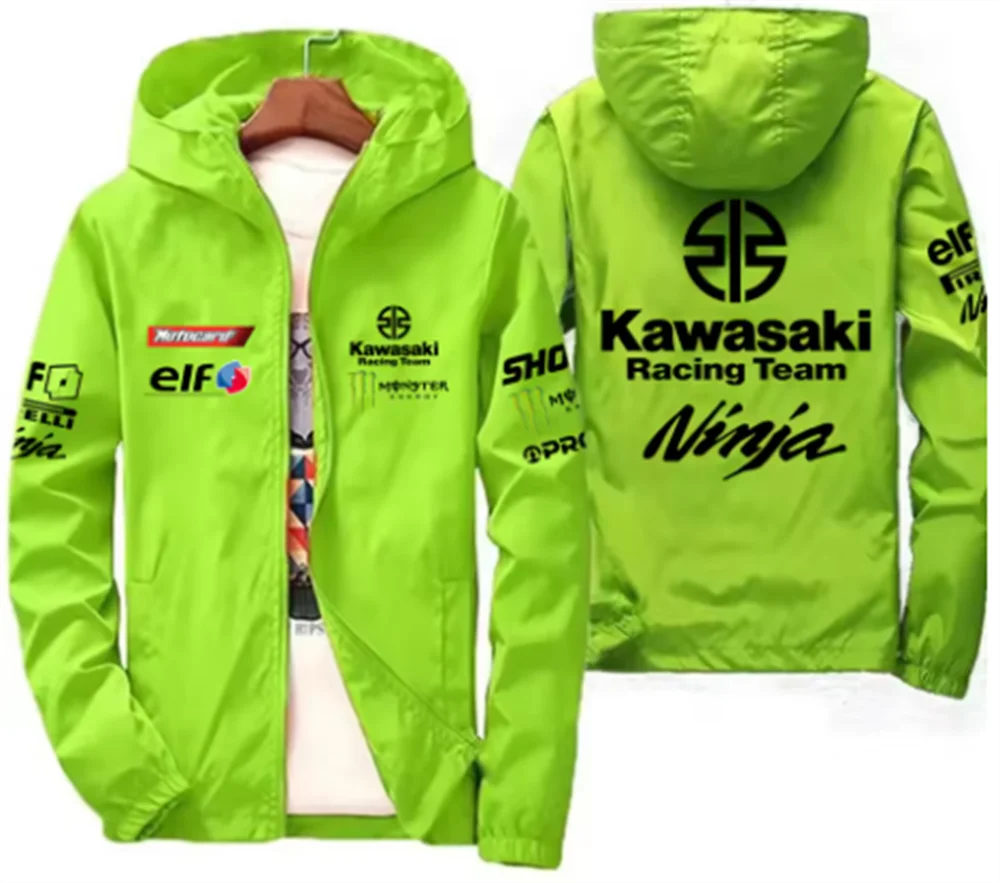 2025 Fashion New Kawasaki Motorcycle Jacket, Racing, Waterproof and Windproof, Outdoor Sports Bicycle, Men's Fan Jacket