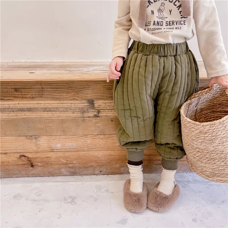 Children's Clothing From 2 To 7 Years Winter Kids Warm Cotton-Padded Trousers Baby Girls Thick Pants Toddler Boys Wear Clothes