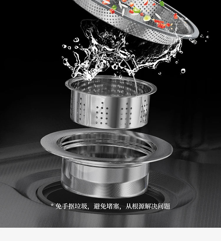 Household Sink, Made Of 304 Stainless Steel, With A Large Single Sink And Integrated Molding