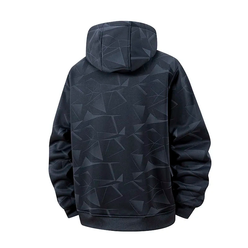 Autumn and Winter New Lamb Fleece Coat Men's Trendy  Print with Thick Fleece Hoodie Jacket Hoodie