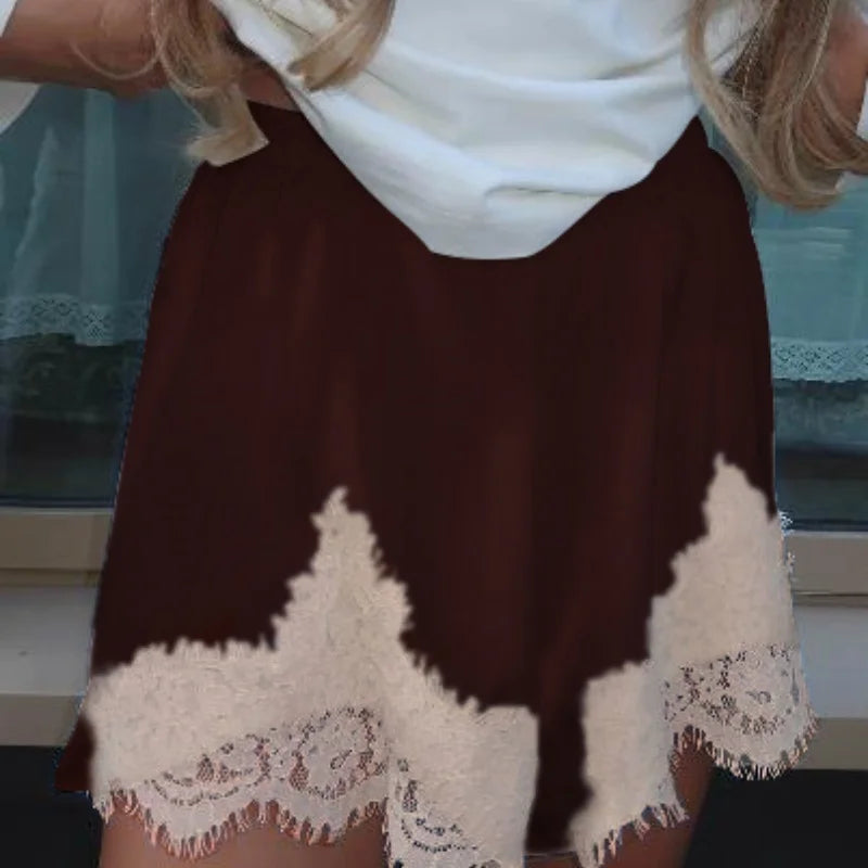 Women Y2k Slik Lace Trim Shorts Stain Pajama Micro Mini Slip Boxer Shorts Low Rise Lounge Pj Bottoms Pettipants Streetwear