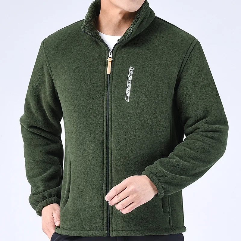 Winter Thicken Polar Fleece Jacket Warmth Windproof Full Zip Up Coat Multiple Zipper Pockets Outdoors Plus Size Jackets Outwear