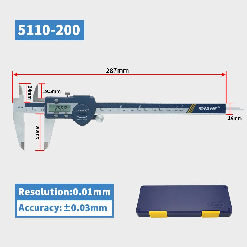 SHAHE IP54 150/200/300 mm Digital Electronic Caliper Ruler Digital Vernier Caliper Digital Caliper Stainless Steel Calipers