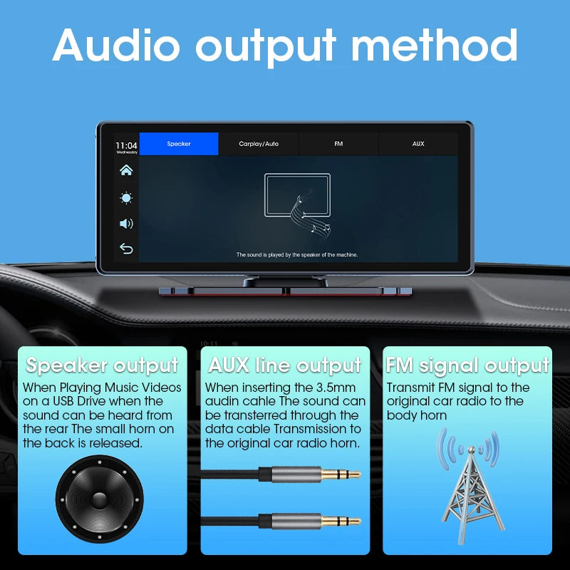 Vtopek 8.1 Inch 2.5K Dash Cam Wireless Carplay Android Auto Car DVR WiFi GPS Navigation Rearview Camera Dashboard Video Recorder