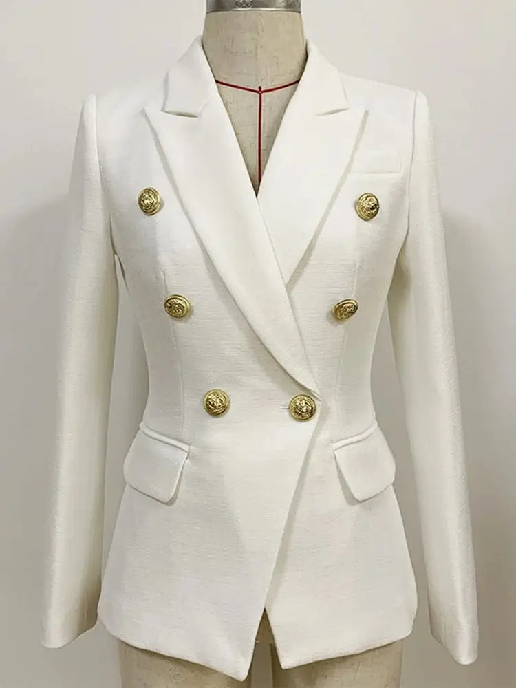 HIGH QUALITY New Fashion 2025 Baroque Designer Blazer Jacket Women's Silver Lion Buttons Double Breasted Blazer Outerwear