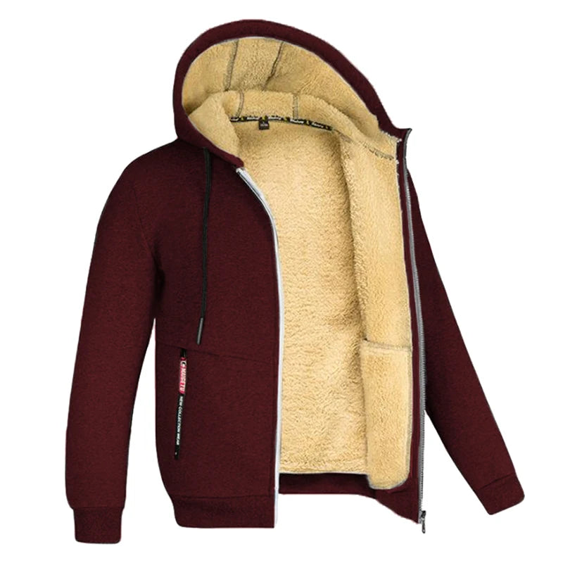 Men's Heavyweight Sherpa Fleece Lined Jackets Coats Windproof Zip Up Hoodie Winter Warm Hooded Sweatshirt Outerwear Outfits Tops
