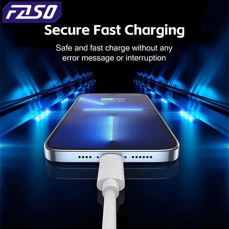 FASO Quality USB Charger Cable for iPhone 14 8 7 6S Plus 13 12 Pro XS Max XR SE Fast Charging Cord Data Sync Line 1m 2m 3m