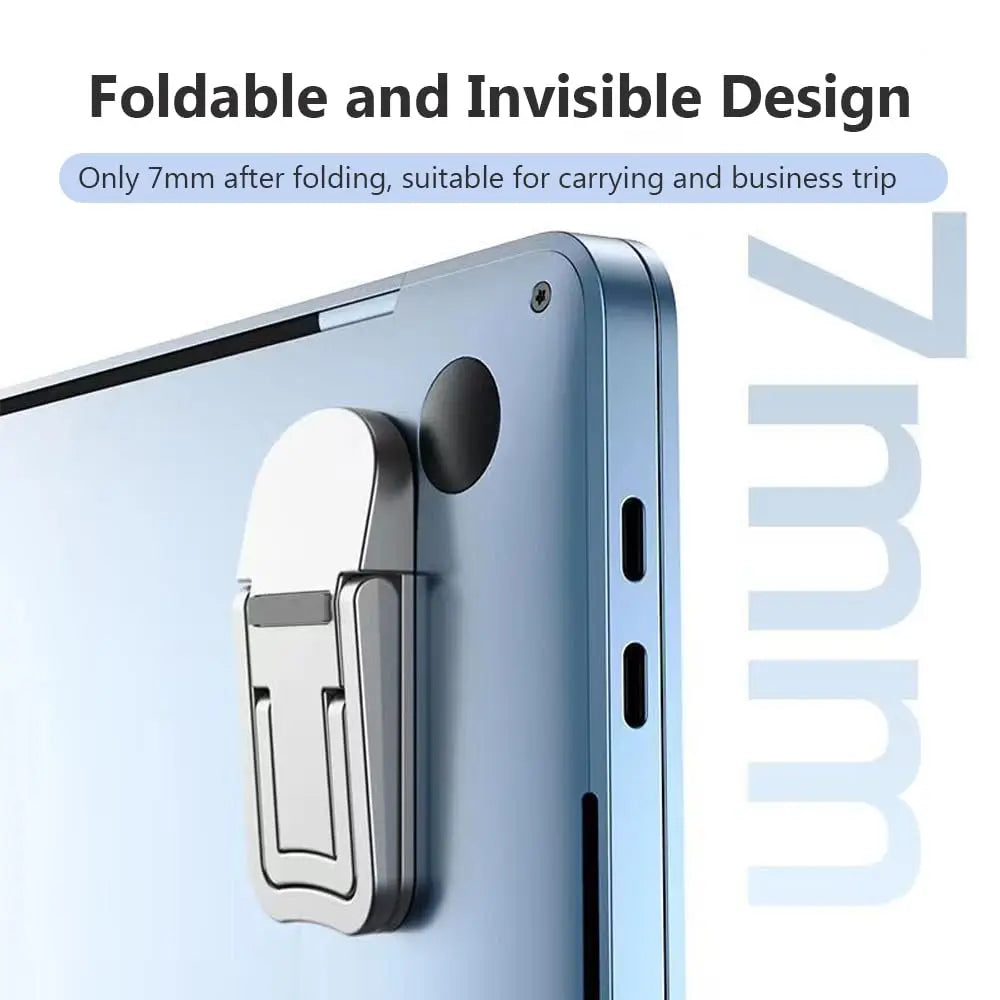 2PCS Mini Foldable Laptop Stand, Zinc Alloy Invisible Notebook Riser, Adjustable Angle Self-Adhesive Keyboard Lift for Desk