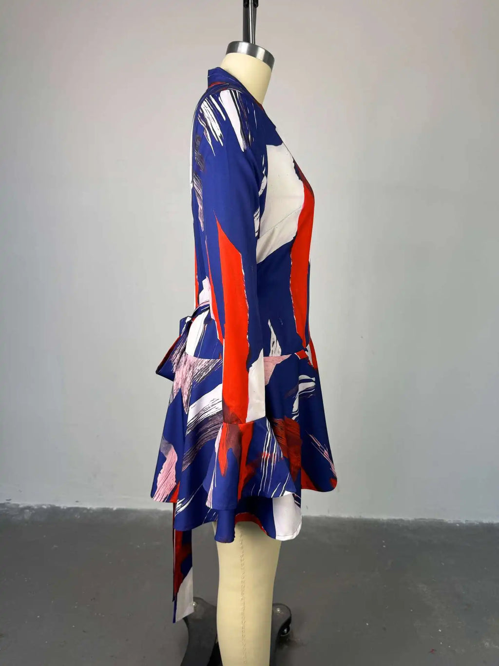 Women's Clothing 2025 Summer New Sweet Fresh Printed V-neck Tie Bell Sleeve High Waist Dress Short Skirt Vestido Women Elegant