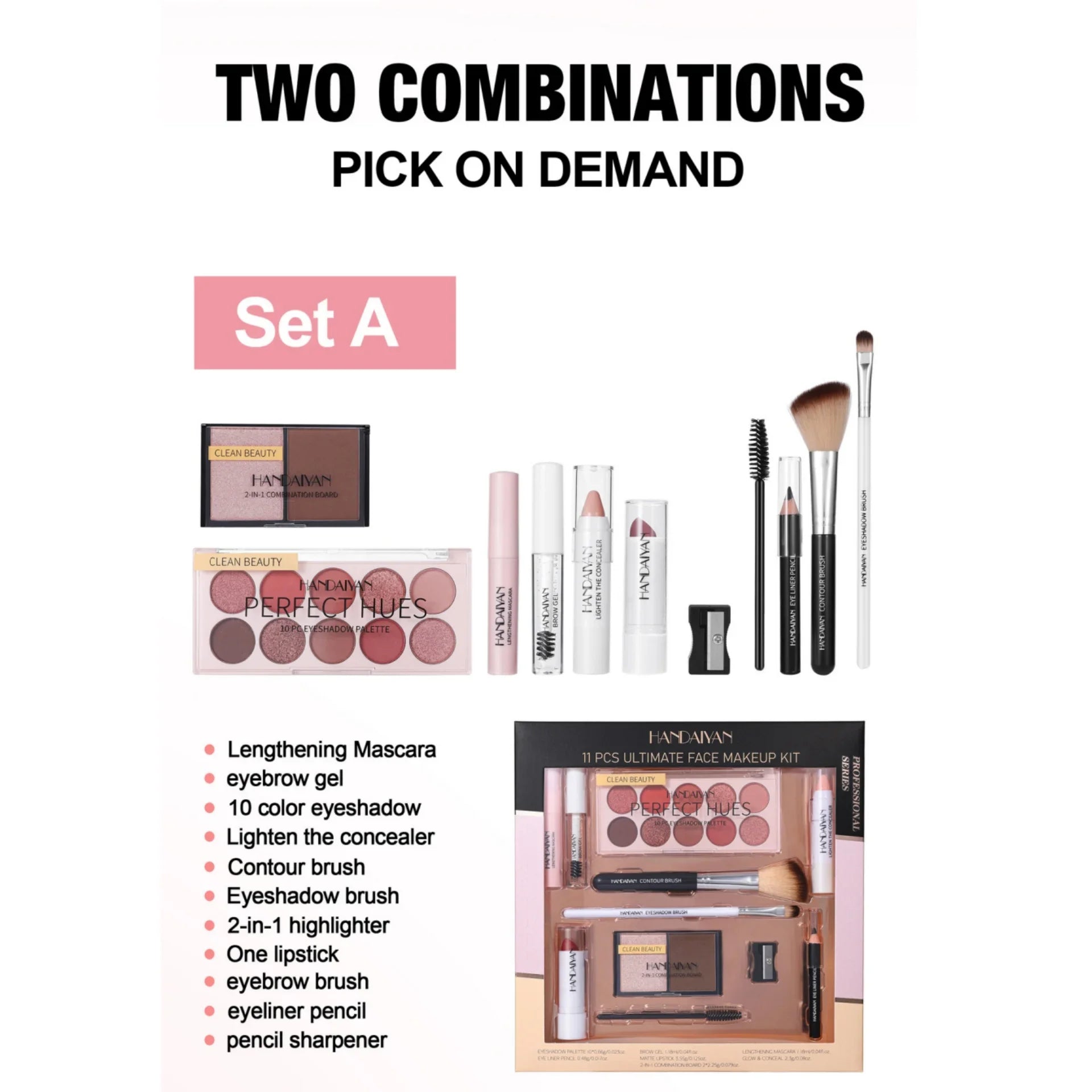 Professional Makeup Kit 11 Pieces Eyeshadow Contour Blusher Set Waterproof Highly Pigmented Smudge Proof Face Cosmetics Collecti