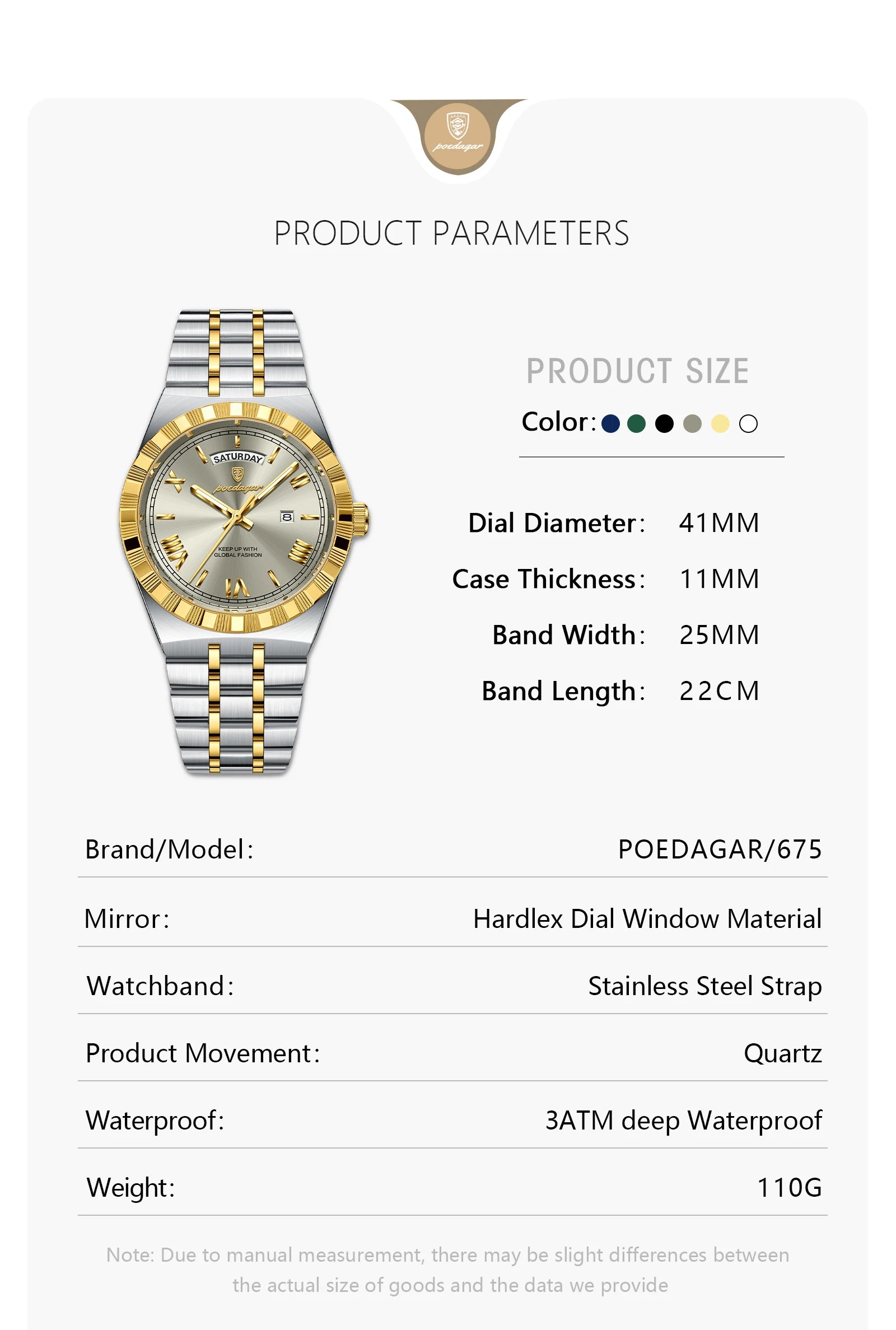 POEDAGAR Luxury Business Man Watch Week Date Waterproof Luminous Watches For Men Stainless Steel Quartz Men's Fashion Wristwatch