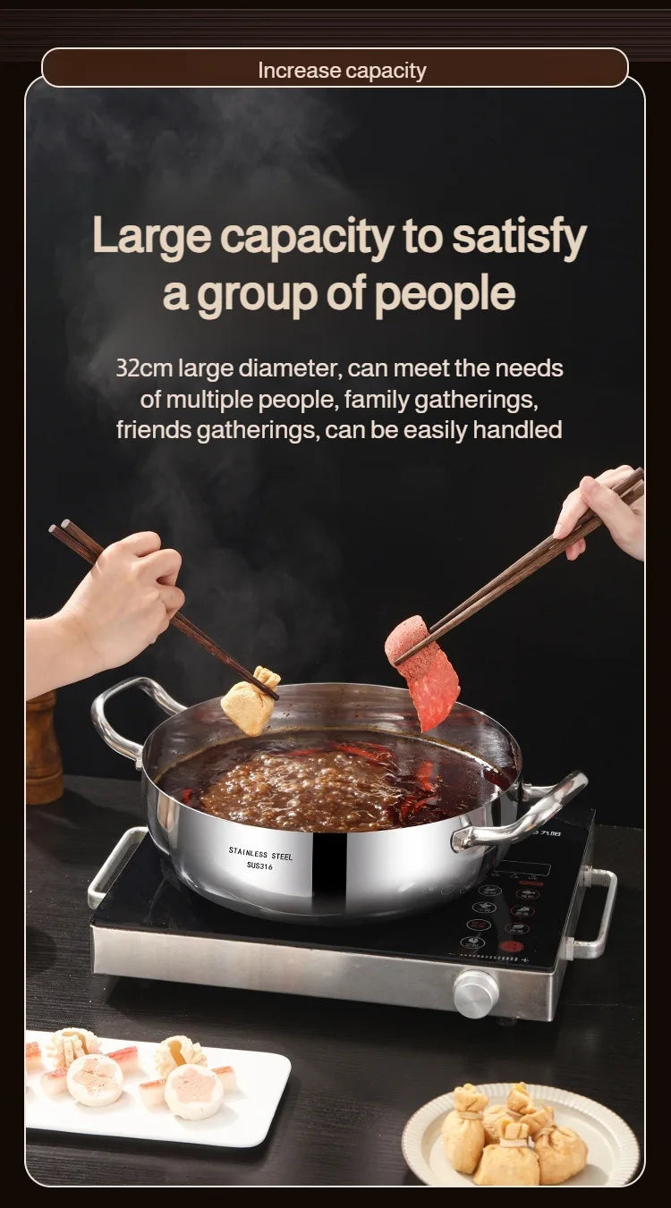 Double-ear Soup Pot Household Thickened 316 Stainless Steel Milk Pot Porridge Pot Small Cooking Pot Steaming Pot Induction