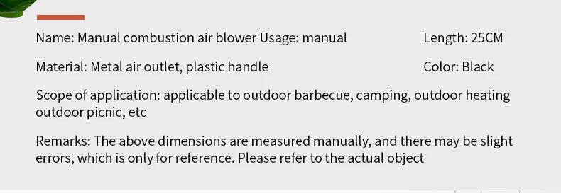Hand Blower Household Hand Portable Barbecue Blower Small Hair Dryer Outdoor Barbecue Accessories Tools