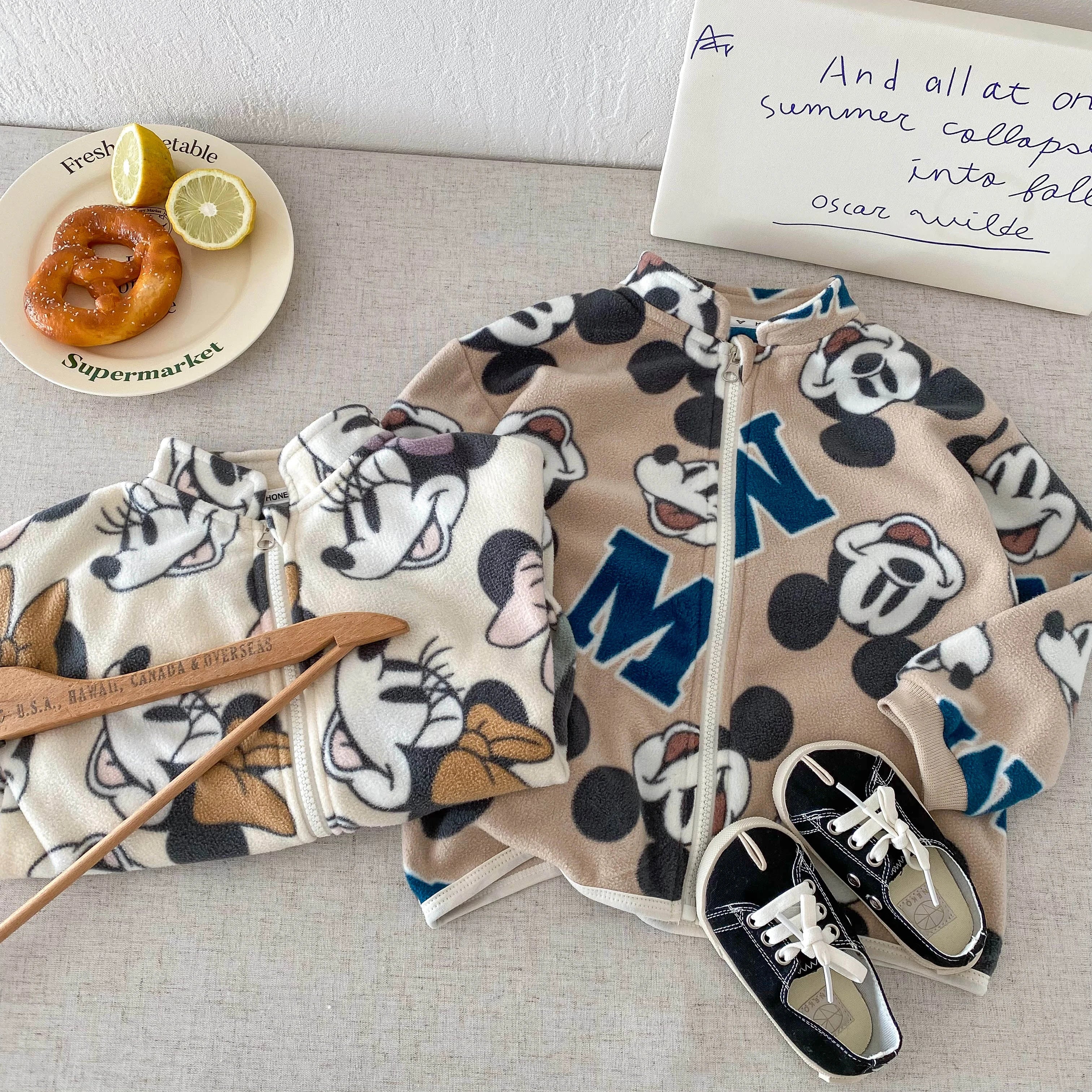 Cartoon Printed Spring Autumn Children's Outerwear Loose Casual Boys And Girls Jackets Long Sleeved Kids Clothing Tops Coats