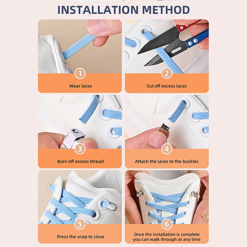 No Tie Shoelaces Elastic Outdoor Leisure Sneakers Quick Safety Flat Shoelace Kids And Adult Unisex Lazy laces