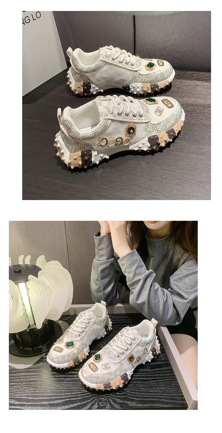 2025 Women Shoes New Rhinestone Women Sneakser Diamond Breathable Casual Designer Sneakers for Women Tenis Shose